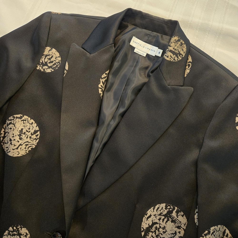 Garfield & Marks Bristol Jacket Size 4 Black & Gold Blazer Made in USA
